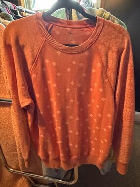 aerie Coral Color Diamond, Paisley Print Crewneck Sweatshirt